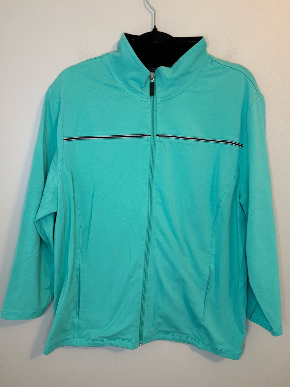 Be Inspired Aqua Full Zip Athletic Jacket XL Stretch Cropped Sleeve